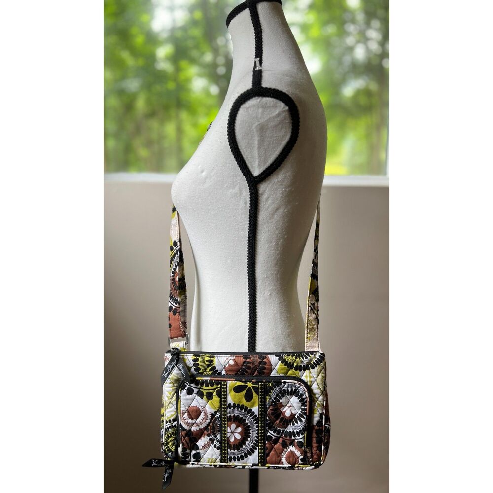 Vera Bradley "Cocoa Moss" quilted cotton crossbody bag.